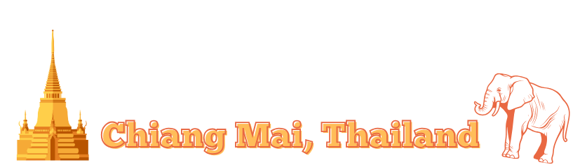 The words "Chiang Mai, Thailand" with a graphic of an elephant and a Thai wat.